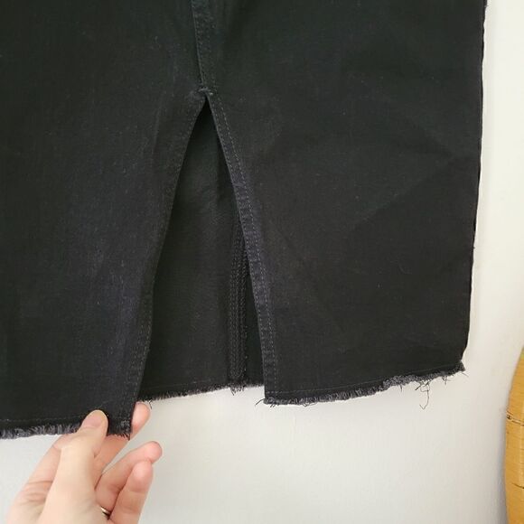 Happily Grey Black Denim/Jean Mini Skirt Front Slit NWT 7/27 - Picture 4 of 11